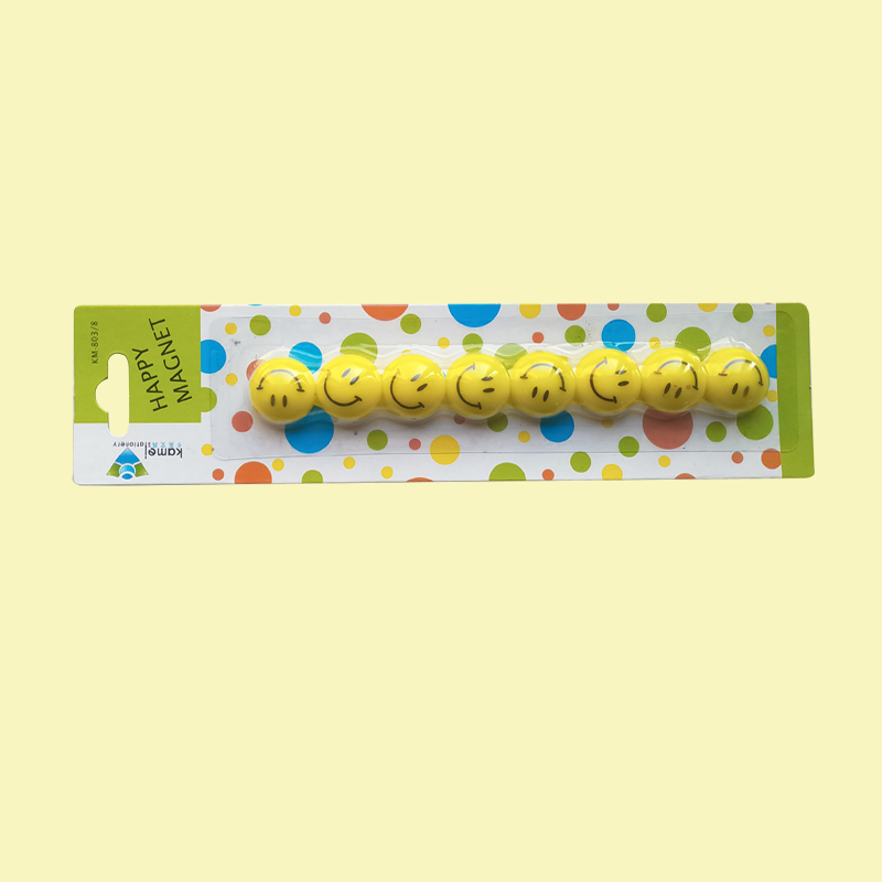 hot sale smile face glass round dome fridge magnet set