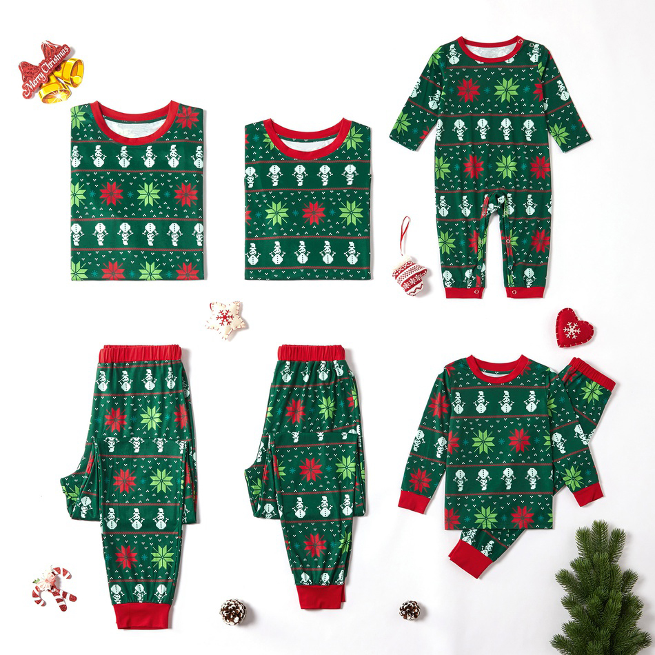 Family Matching Outfits Christmas Pajamas Sets Cartoon Snowmna Printed Adult Kid Romper Family Sleepwear Xmas Clothes JYF
