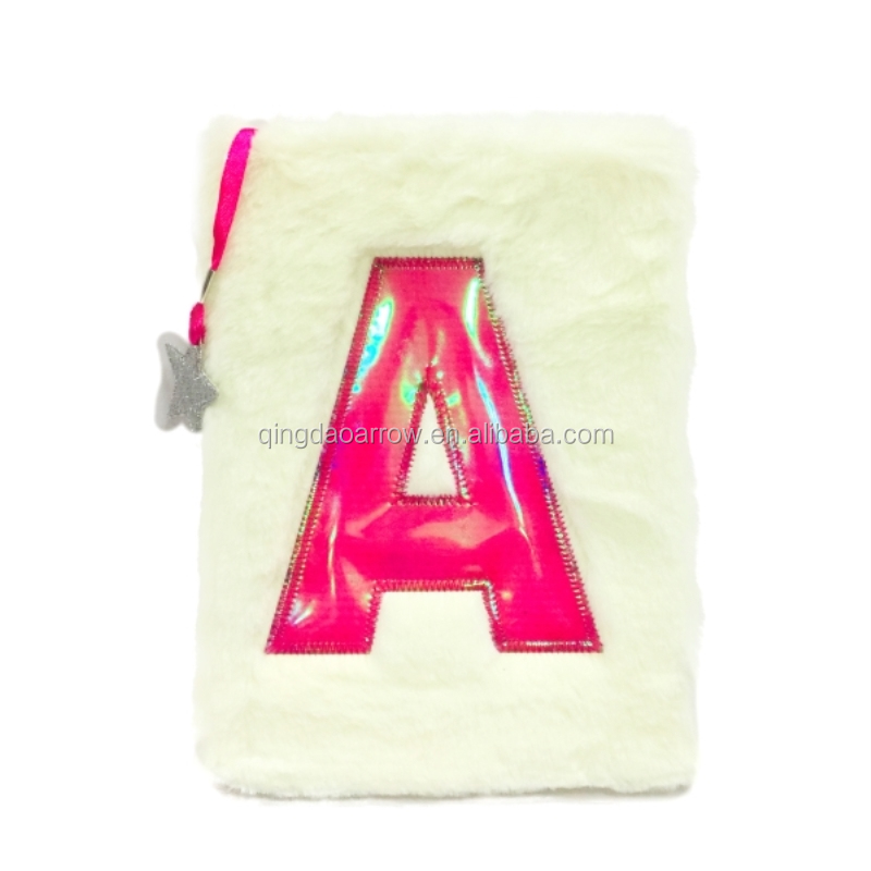 A5 B5 A6 Cartoon Fluffy Custom Children Stationery Plush Notebook Plush Diary School Note With Mirror