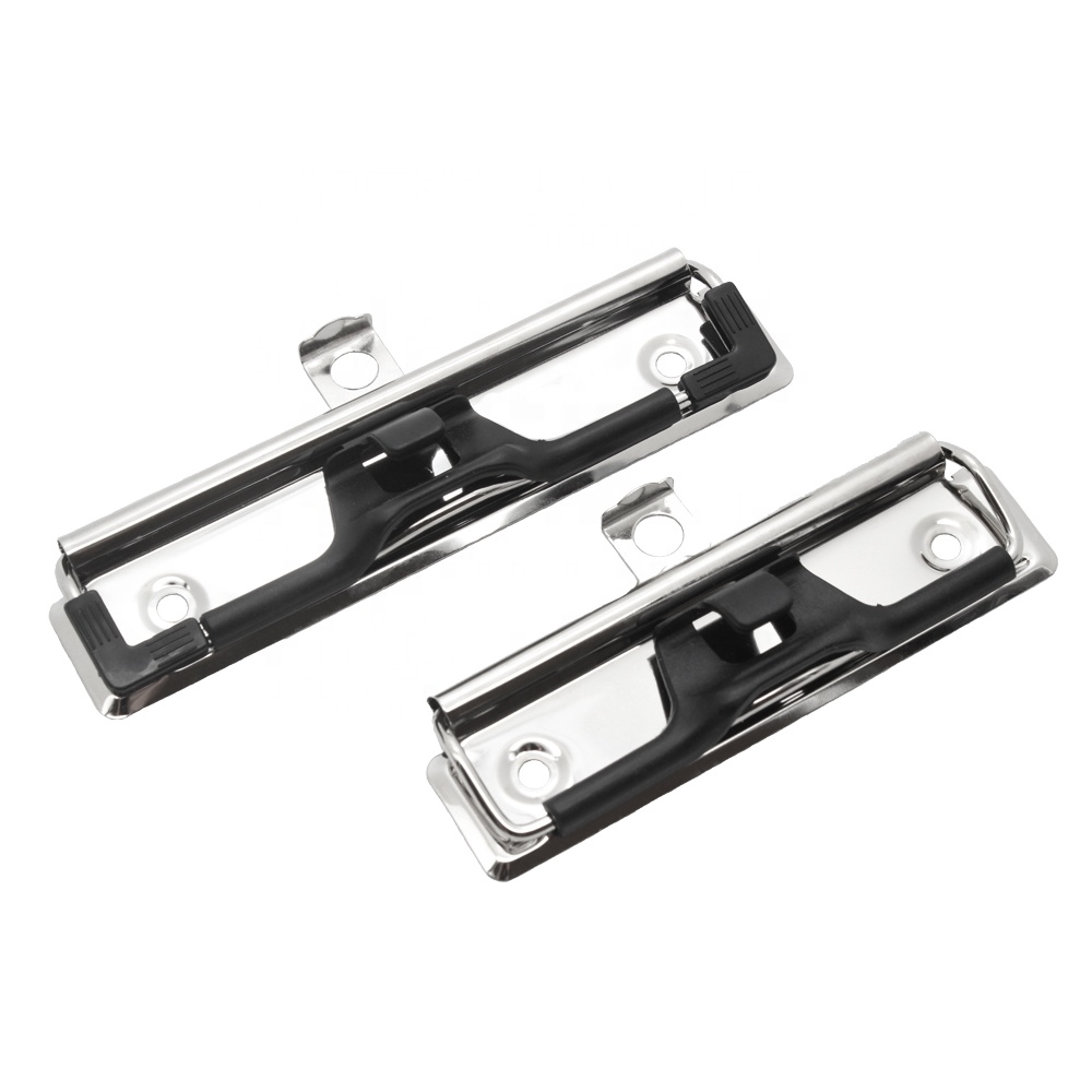 Factory wholesale high quality plate metal clip stationery writing board clip clamps with pen holder