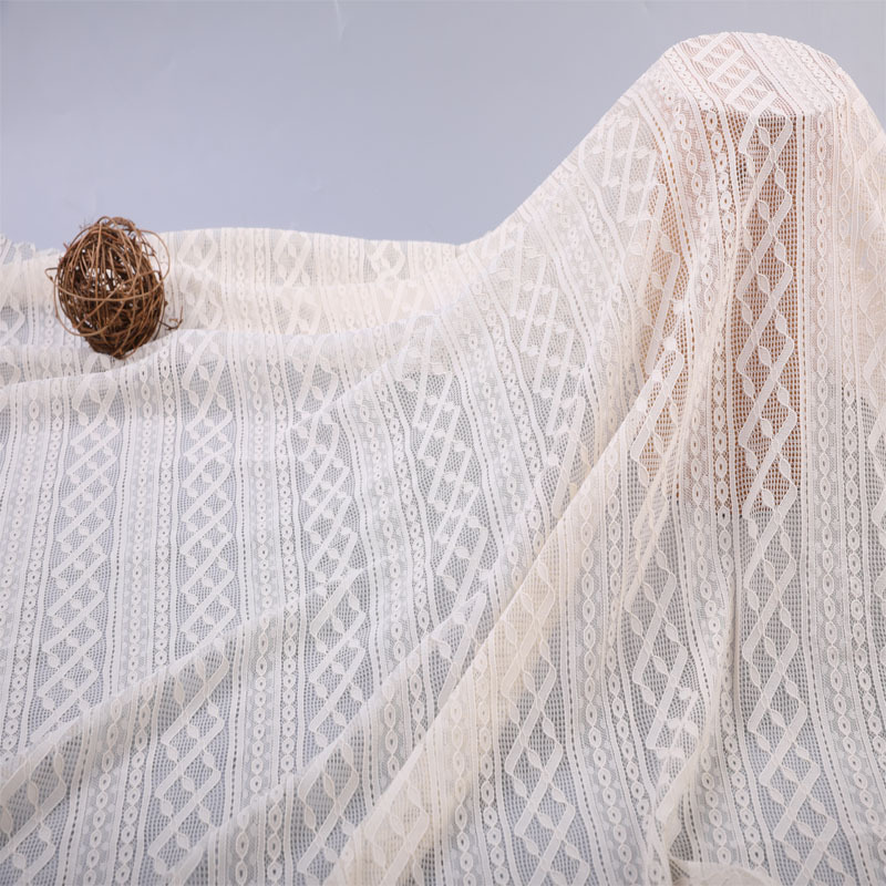 Factory supply home textile clothing accessories Nylon elastic lace fabric wedding dress fabric sexy hollow thin accessories