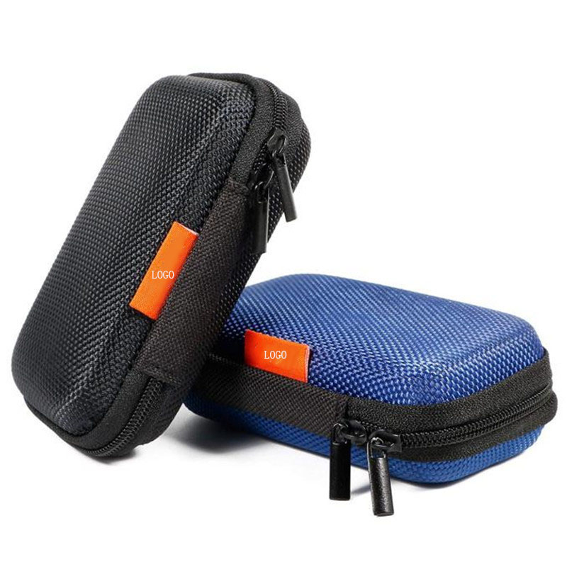 Hard EVA Earphone Case Portable Protection Headphone Case Shockproof Small Carrying Case Mesh Pocket Zipper Enclosure