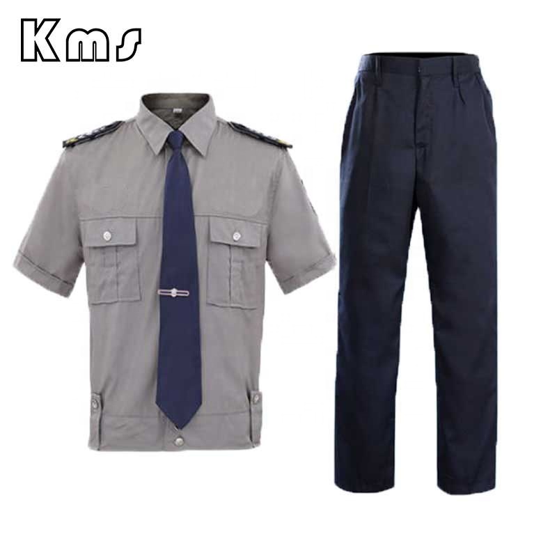 KMS OEM Customize Workwear Office Men Clothing Security Guard Uniform Light Grey Security Guard Uniforms