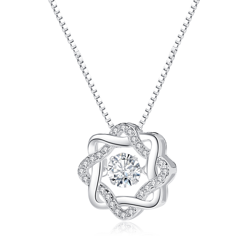 925 Sterling Silver Flower Necklace For Women interweave Octagon Star Wreath Swing Zircon Jewelry European Fashion Style
