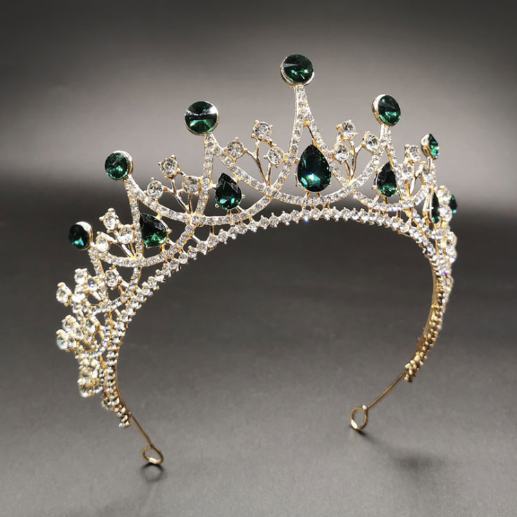 Baroque Bride Crown Wedding Apparel Rhinestone Royal Green Crystal Tiaras Crowns For Bridal Princess Party Hair Accessories