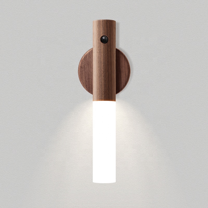 Wall light sensor control portable with wireless charging kids wood night lamp