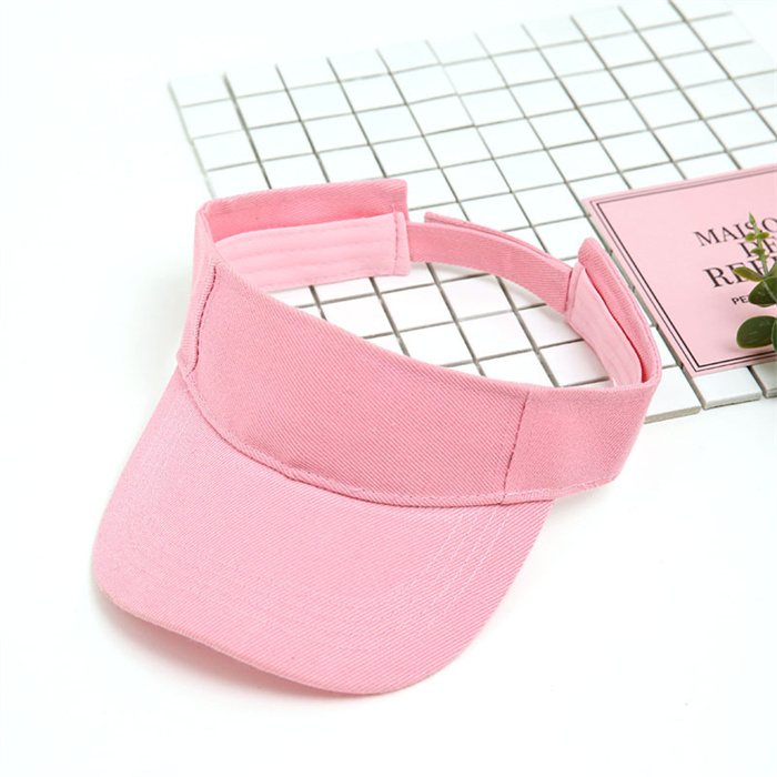 Wholesale Korean Outdoor Sunscreen Adjustable Women Wide Brim Printed Pink Beach Logo Custom Sun Visor Hat