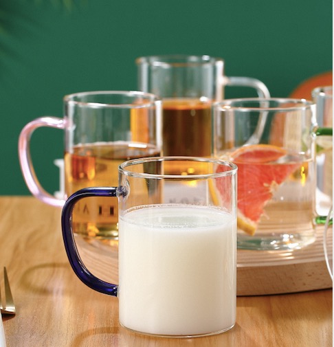 Colorful Grip 450 ml Glass Borosilicate Water Cup Home Bar Customizable Logo Pattern Coffee Tea Cup Party Perfect Gift