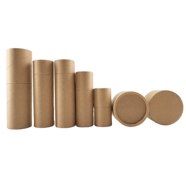 Logo Printed Paper Kraft Custom Craft Corrugated Cardboard Cosmetic Packaging Flower Lipstick Round Tube Cylinder Box