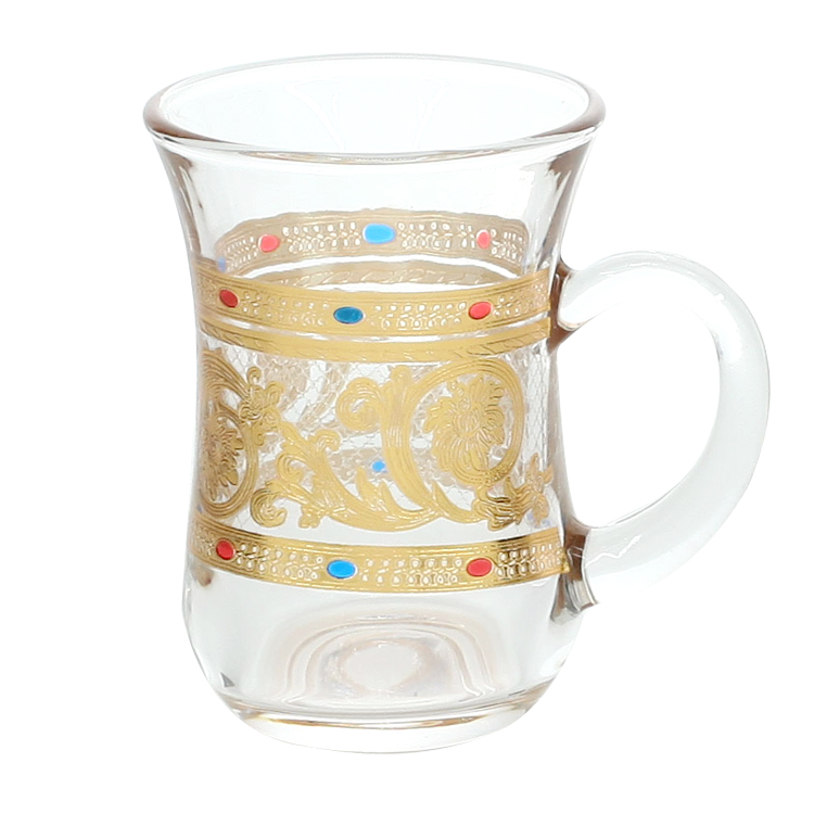 Middle East Gold Decal Phnom Penh Cup Set With Glass Coffee Cup Glass Saucer Turkish Tea Cups