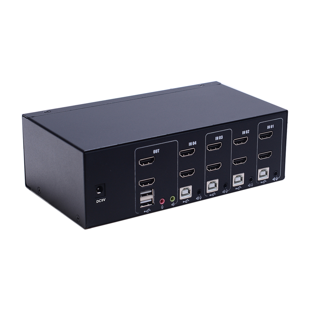 Лучшее качество, 4 порта 3840x2610 @ 30 Гц, USB HDMI, настольный KVM-переключатель, двойной монитор