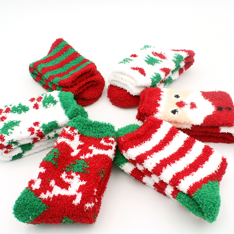 Girls Boys Kids Socks Fuzzy Christmas Socks Thick Warm Fleece lined Crew fluffy Christmas Socks