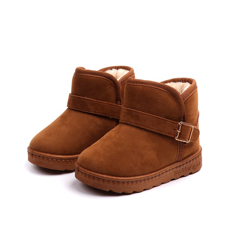 Unisex Boys Girls Winter Children Cotton Thick Kids Shoes Soft Bottom Non-slip Warm Round Toe Boots