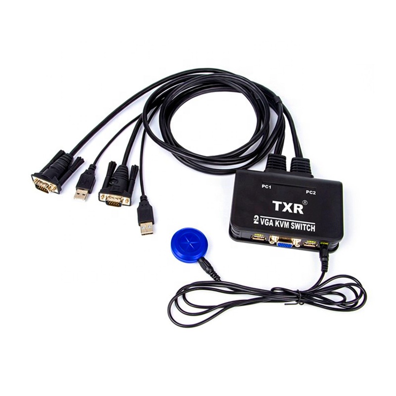 TXR, состоящий из универсального адаптера на 2 USB кабель видеографической матрицы KVM переключатель с пультом дистанционного управления синхронизирует и заряжает быстро переключение и удаленный порт селектор