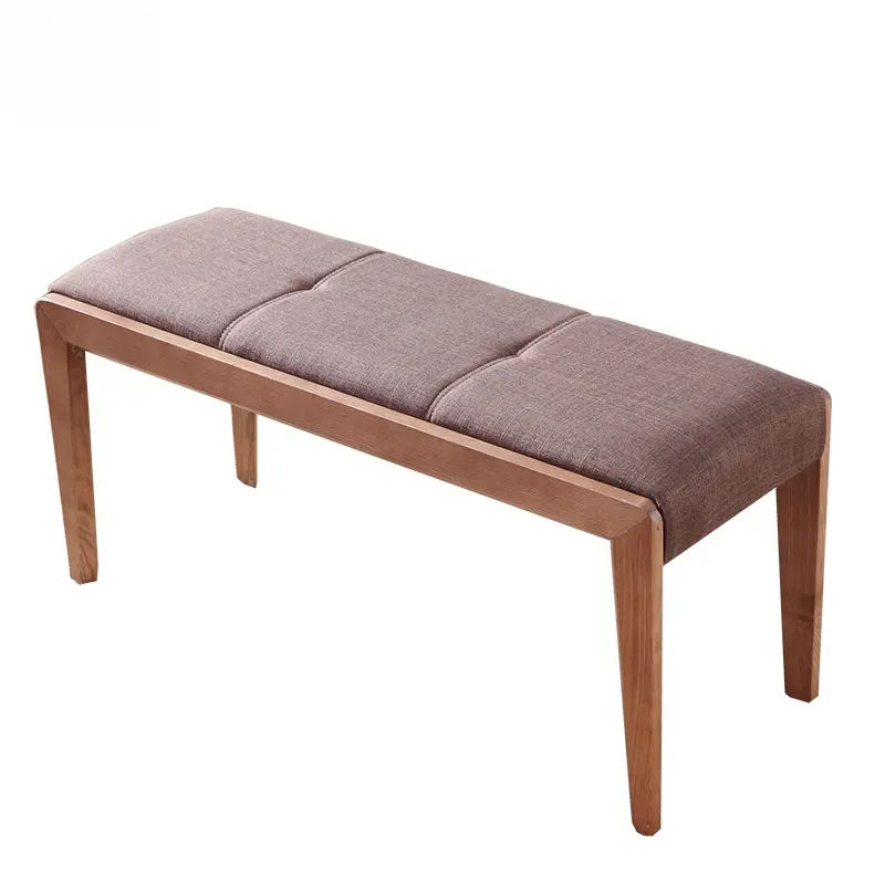 Modern Solid Wood Furniture Entrance Shoe Chair Bedroom Fabric Seat Bench Chair