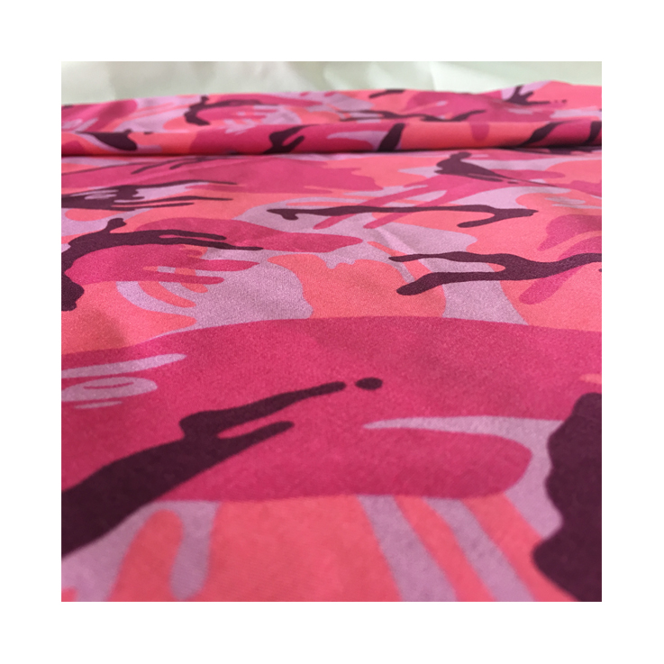 Factory Sell printed knit fabric Pink camouflage printing fabric.