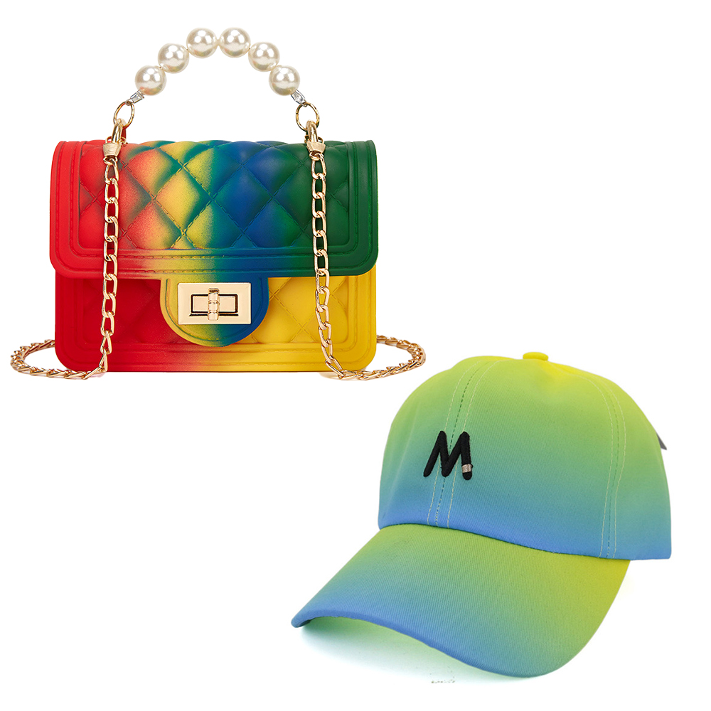 2021 New Fashion Designer Women Mini Pvc Bag Messenger Handbags Summer Shoulder Small Jelly Purse And Hat Sets