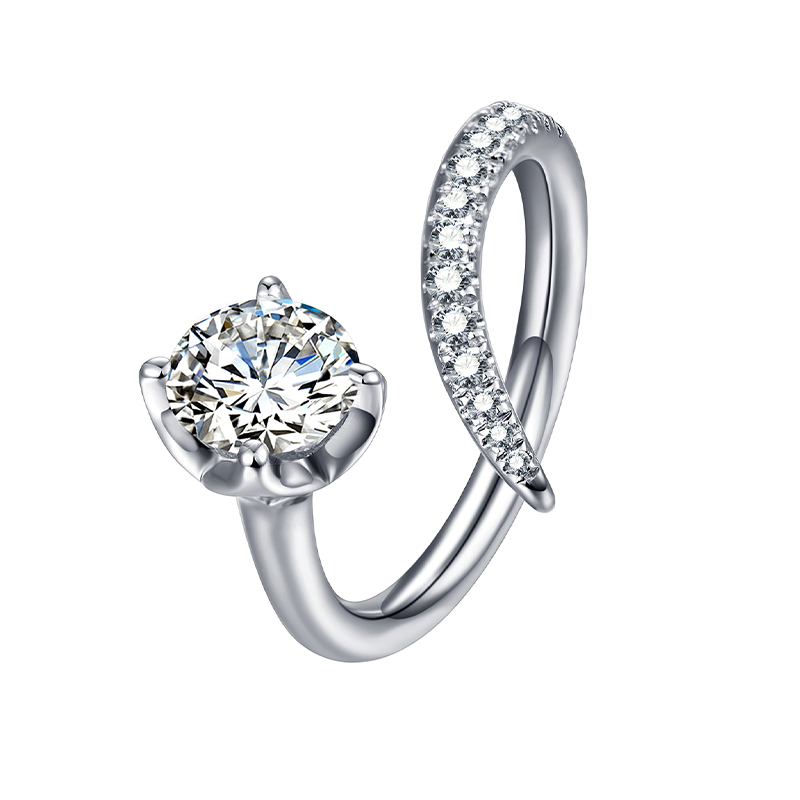 Атта камни пройти Diamond тесты Муассанит кольцо 925 Серебро Круглый отличный крой 1 карат D Цвет Муассанит Свадебные украшения