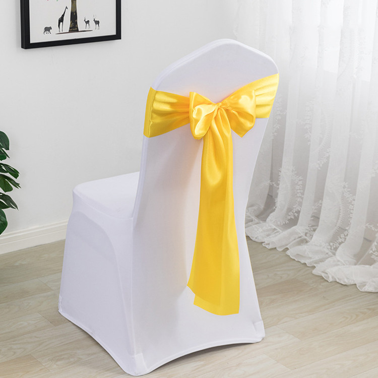 Newest Style Cheaper Chair Bands Royal Plain Dyed Satin Chair Cover Sashes For Banquet Home Party Hotel Wedding Decorative