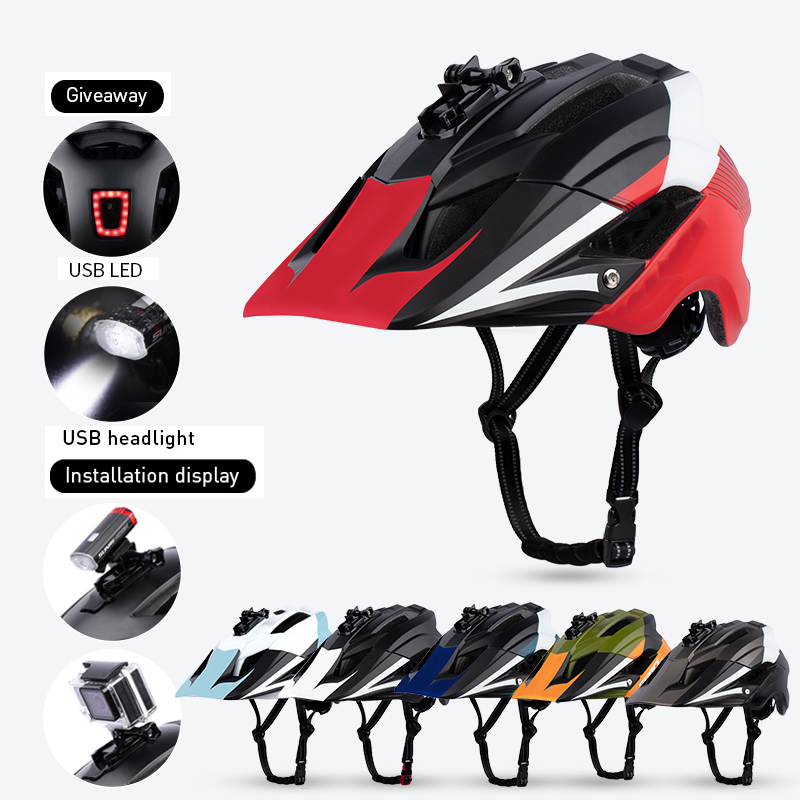 Ultralight Road Mountain Bicycle Helmet Mtb de ciclismo casco bicicleta Bike Head Light led Tailight Bicycle Helmet light Adult