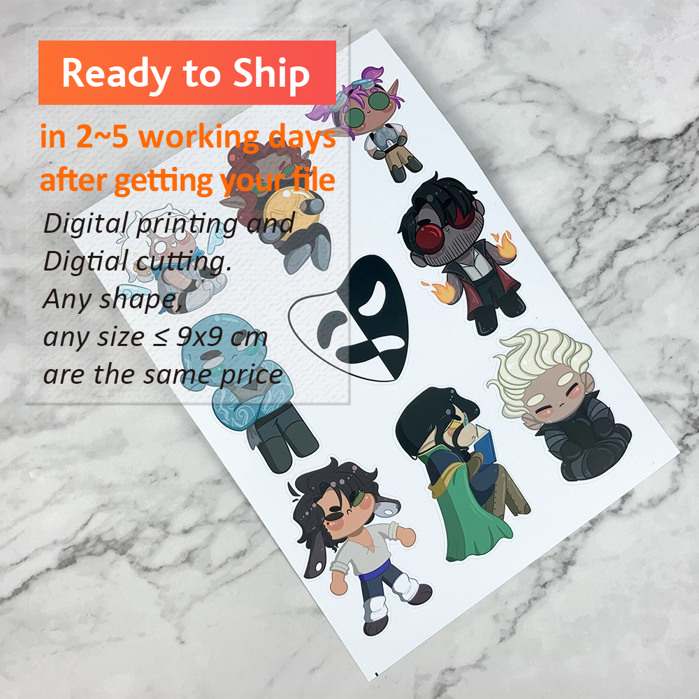 Cheap custom cartoon sticker sheet printing kiss cut small MOQ HD printing