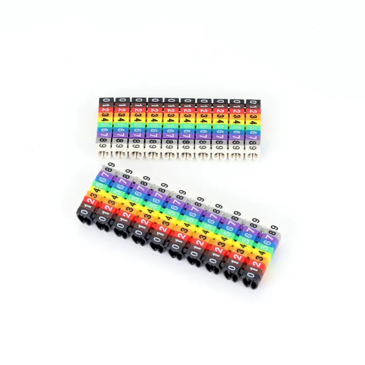 Customized Insulate Lan Clip Cable Marker Plastic Lan Cable Markers Colourful C-Type Marker Number Tag Lab