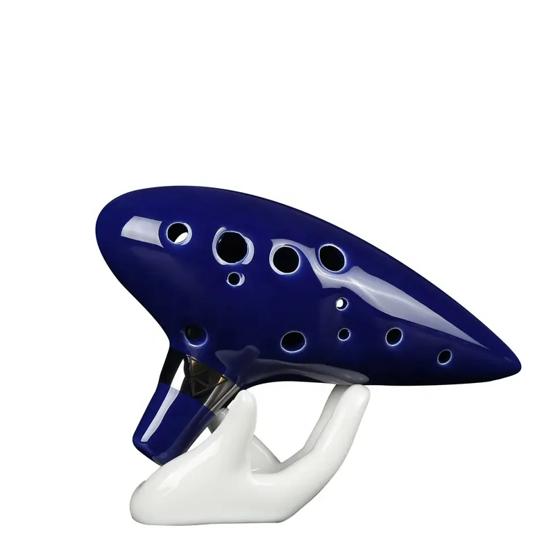 New Arrival 12 Hole Ocarina Ceramic Legend of Ocarina Flute Blue Instrument decoration for games with stand
