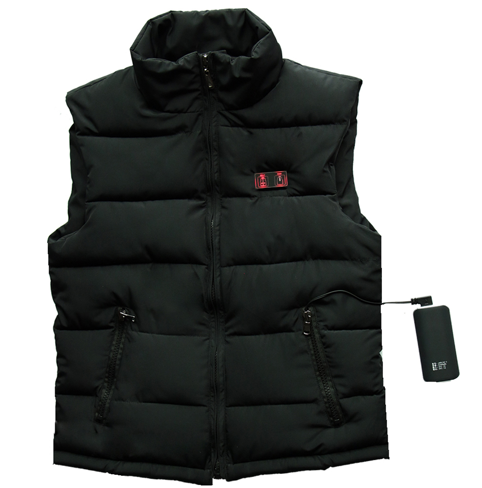 Winter Washable Outdoor Fashion Hiking Traveling Intelligent Electric Heat Black Woman Vest