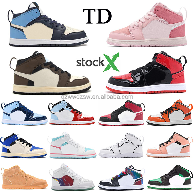 2021 Newest kids baby Children's Casual Shoes 1 Retro high TD toddler 1s Fragment size EUR 22-37.5 fashion Children's sneakers