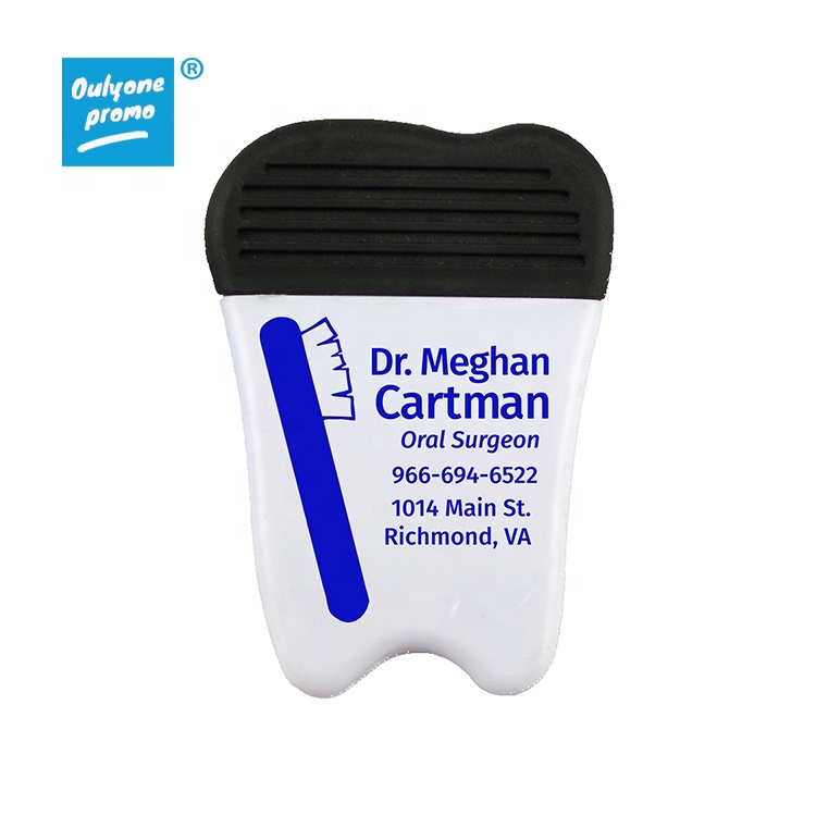 Promotional big size tooth shaped fridge magnet memo clip