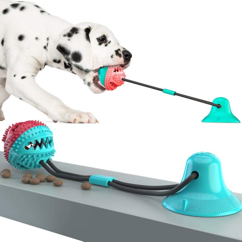Pet Molar Bite Toy Price Multifunction Dog Interactive Ropes Toys Self-Playing Rubber Chew Ball With Suction Cup