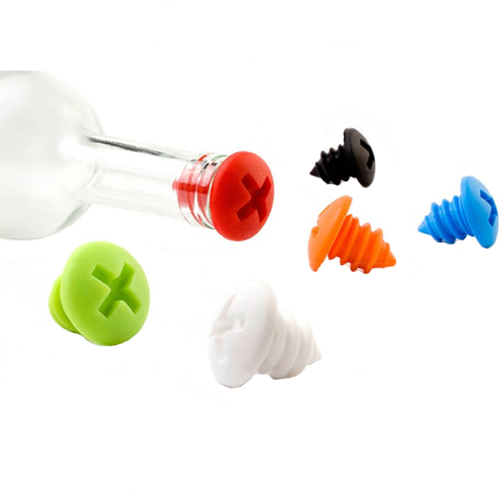 Eco-friendly Reusable Creative Screw Shape Silicone Bottle Stopper