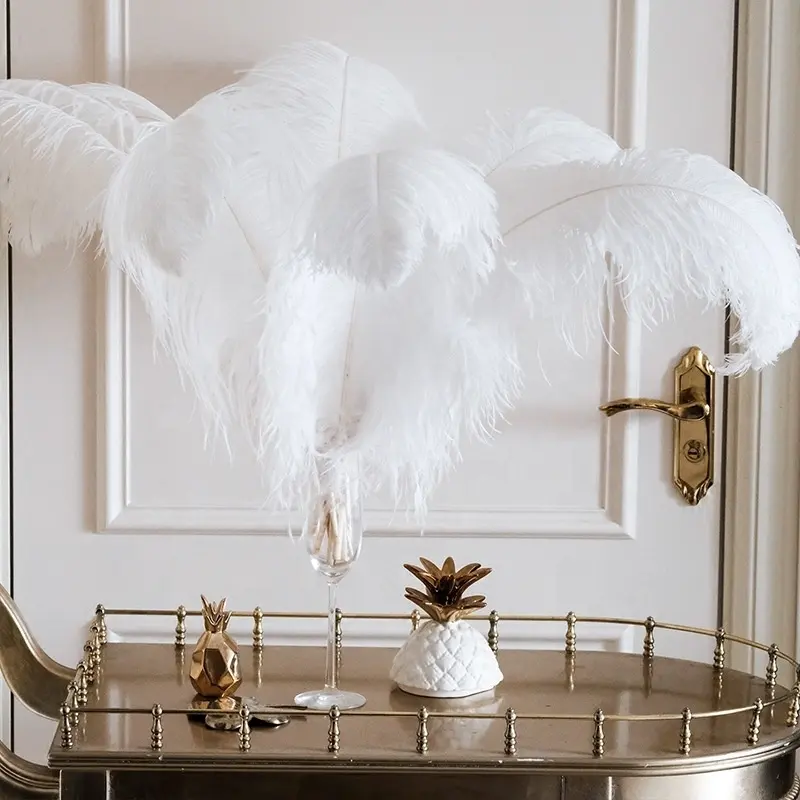 Natural White Ostrich Feathers Wedding Home Decoration 20-35cm Ostrich Plumes Table Centerpiece photo props Crafts