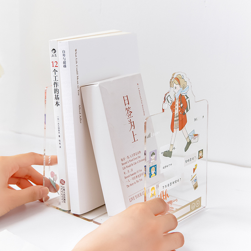 Милый модный высокопрозрачный акриловый книжный конец толстый L-образный мультяшный акриловый книжный органайзер для книг с буквами