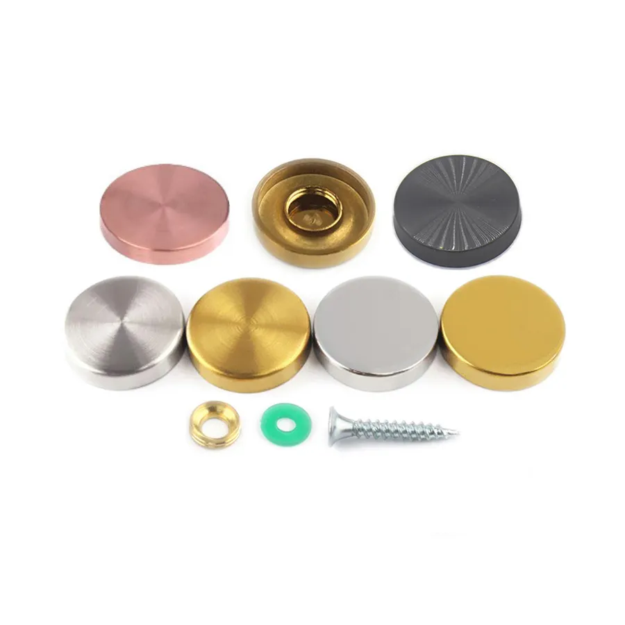 Stainless steel 16 19 22 25 30 40mm Decorative Screw Cap sets for mirror cabinet billboard with golden silvery rose black cover