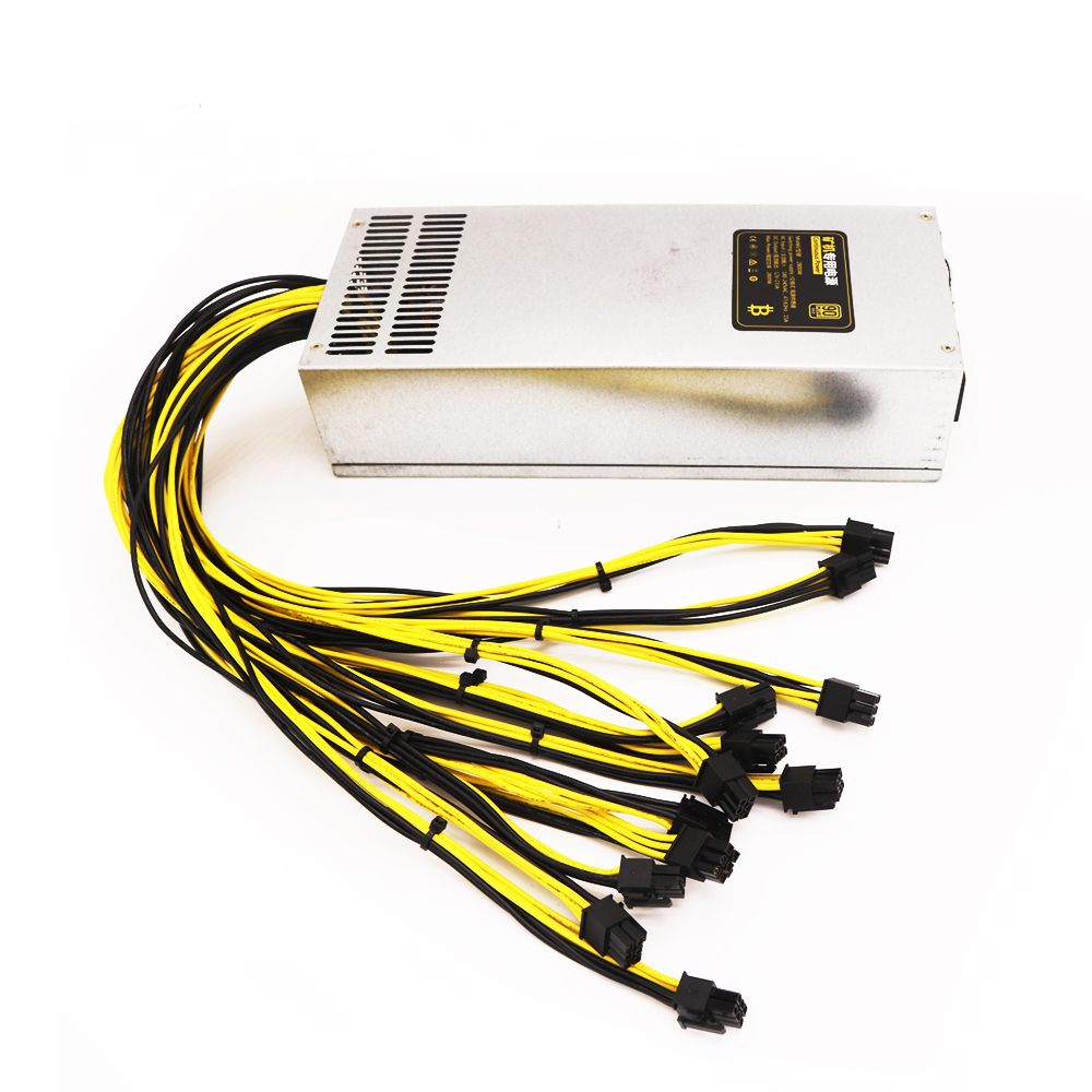 New 2000w / 2400w / 2800w ATX PSU AC 180V - 240V Gold Efficiency Power Supply For Mining Rig