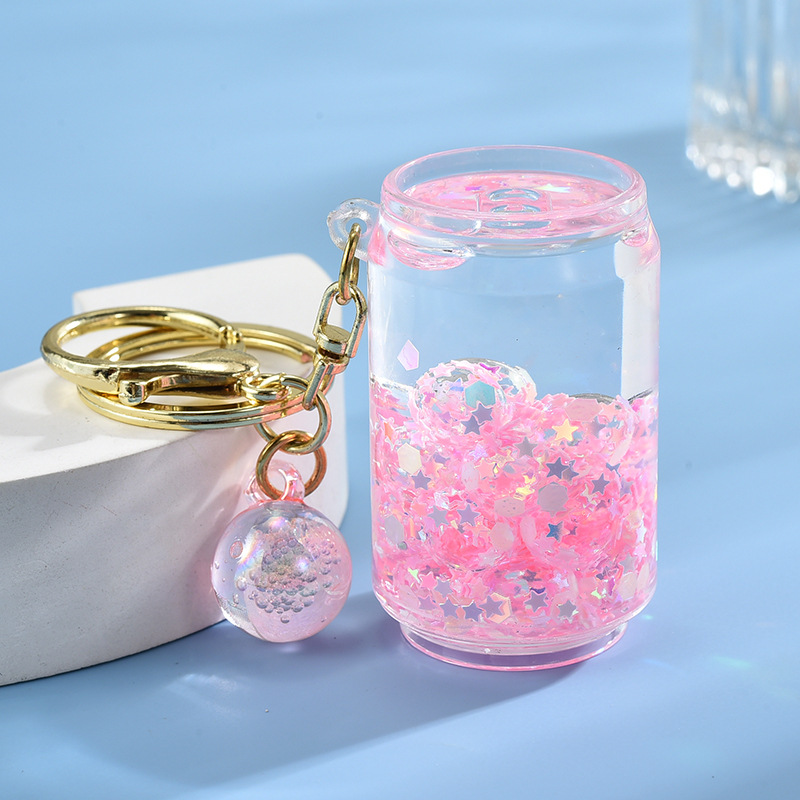 BSBH Hotsale Cute Keychain Liquid Charms Glitter Floating Keychain For Women Girl Car Key Ring Bag Wristlet Fashion Keychains