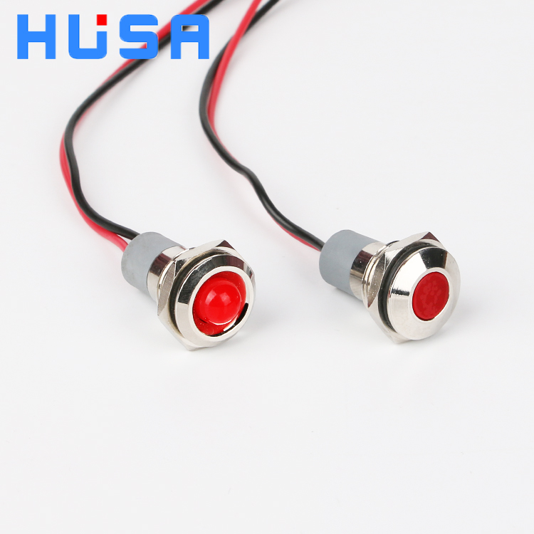 14mm mini hole diameter Metal pilot light waterproof led indicator lamp with 15cm cable or pins Red Green blue yellow white Led