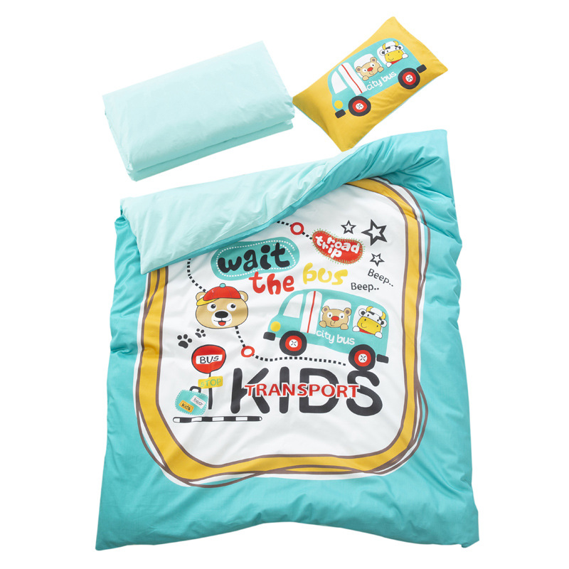 Kindergarten Luxury Custom Embroidered Baby Kids 3pcs Bedsheet Bedding Set 100% Cotton