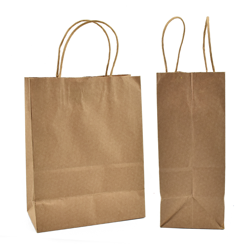 Custom Logo Printing recycled brown paper gift bag take away food kraft paper bag