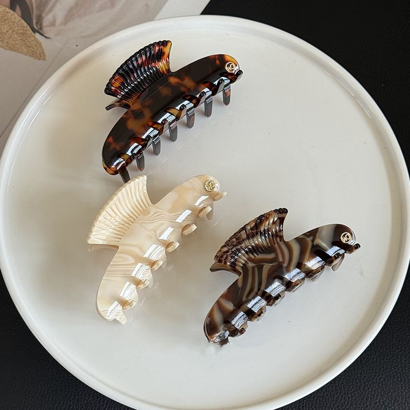 Kinling Fashion Hair Accessories Thin Metal Logo Tortoise Large Acetate Hair Claw Clips