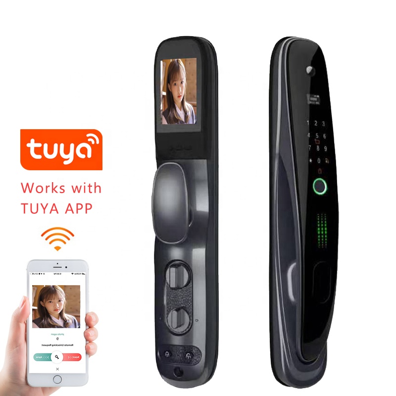 Новый автоматический умный дверной замок Tuya с Wi-Fi и отпечатком пальца и камерой