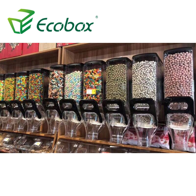Ecobox кофейные зерна, хлопья, гравитационные продукты для домашних животных, контейнер для конфет, сухое зерно, Топпинг, орехи, диспенсер для продуктов для супермаркета