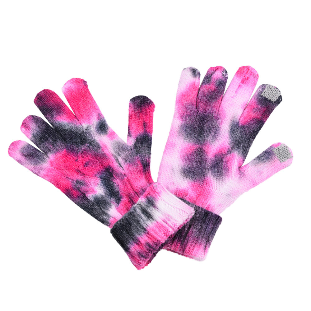 Tie -Dye Winter Warm Thick Touch Screen Gloves Women's Cashmere Wool Knitted Gloves Solid Mittens For Mobile Phone Tablet Pad