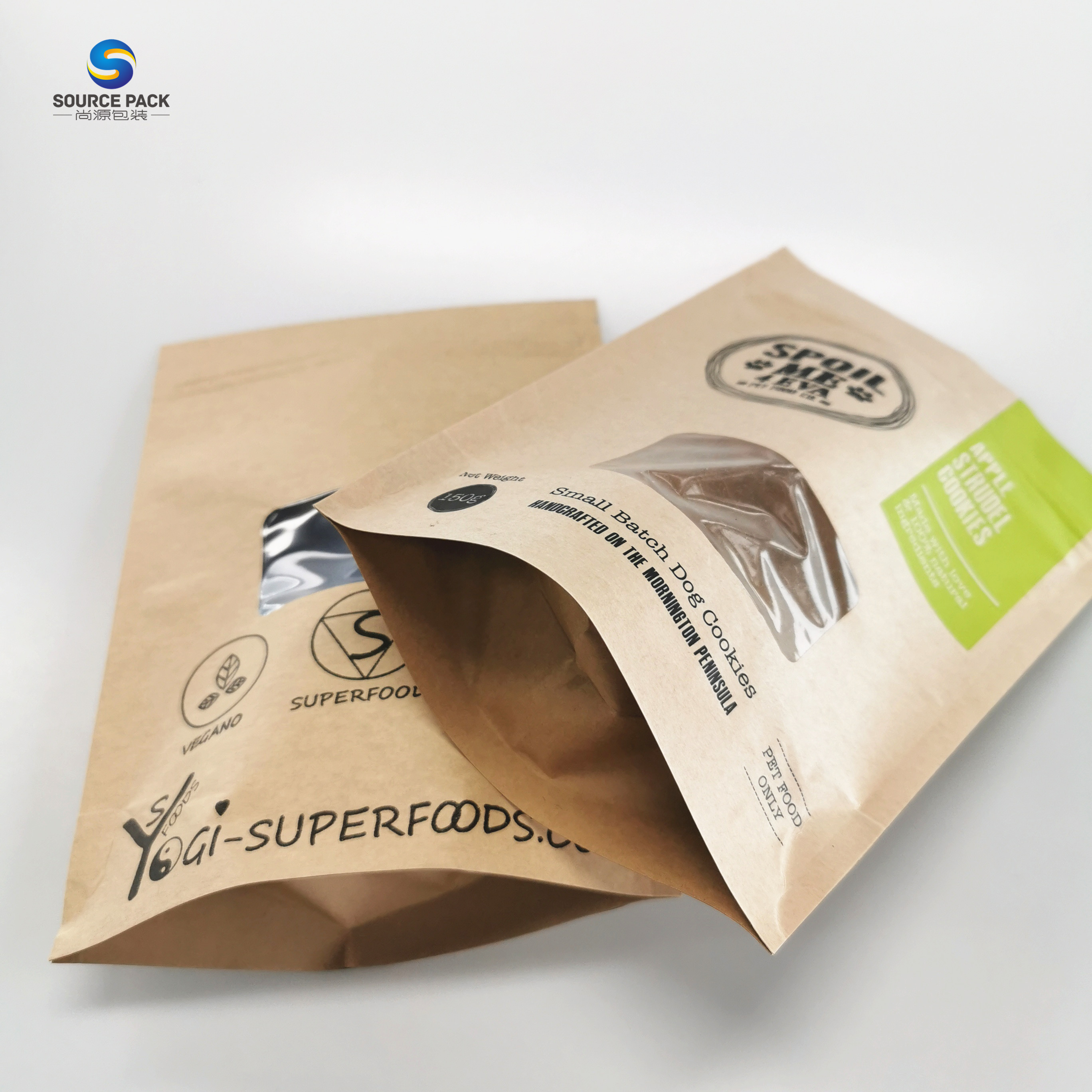 Экологически чистые молнии еды стоят вверх коричневый крафт-бумаги Compostable мешок алюминиевой фольги мешок