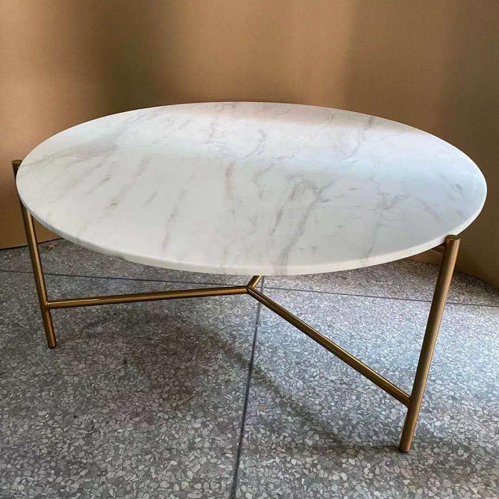 Hotel Refurbishment Stainless steel modern round marble table