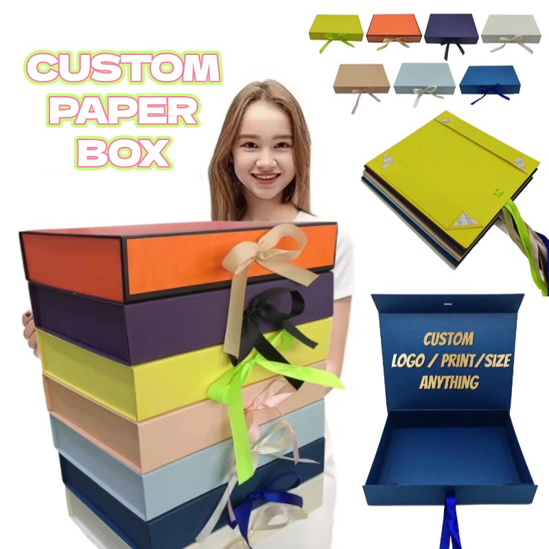 2024 Custom Logo White Foldable Bow Tie Package Boxes Cardboard Paper Clothing Gift Packaging Box With Magnetic Lid