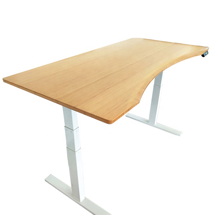 Bamboo desk Office Standing Desk Electric height adjustable table Bamboo top Eco-friendly top 18year factory