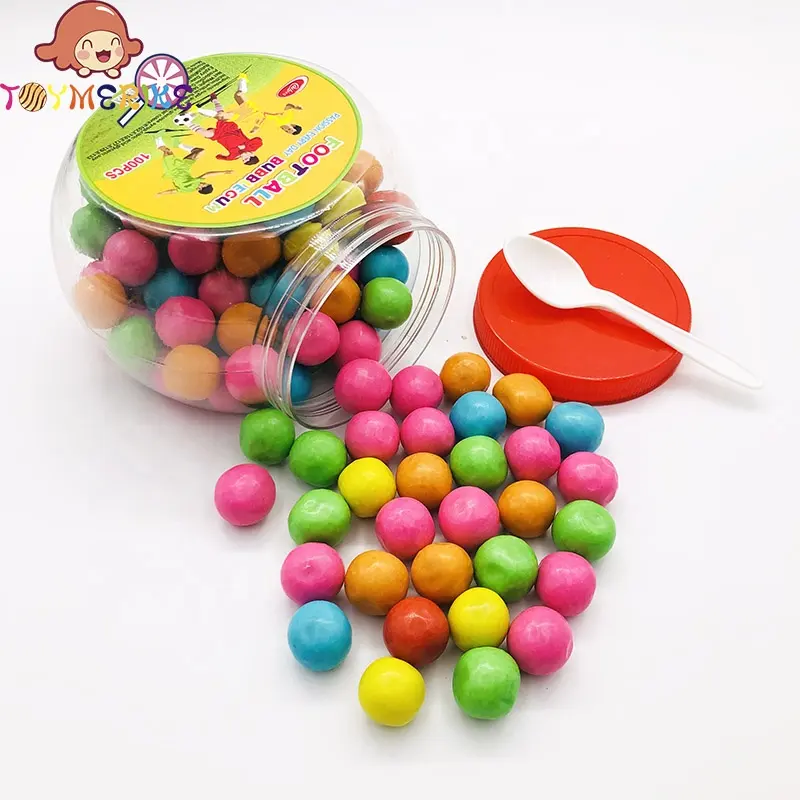 Mixed Color Football Play Round Bubble Gum 100pcs in Jar