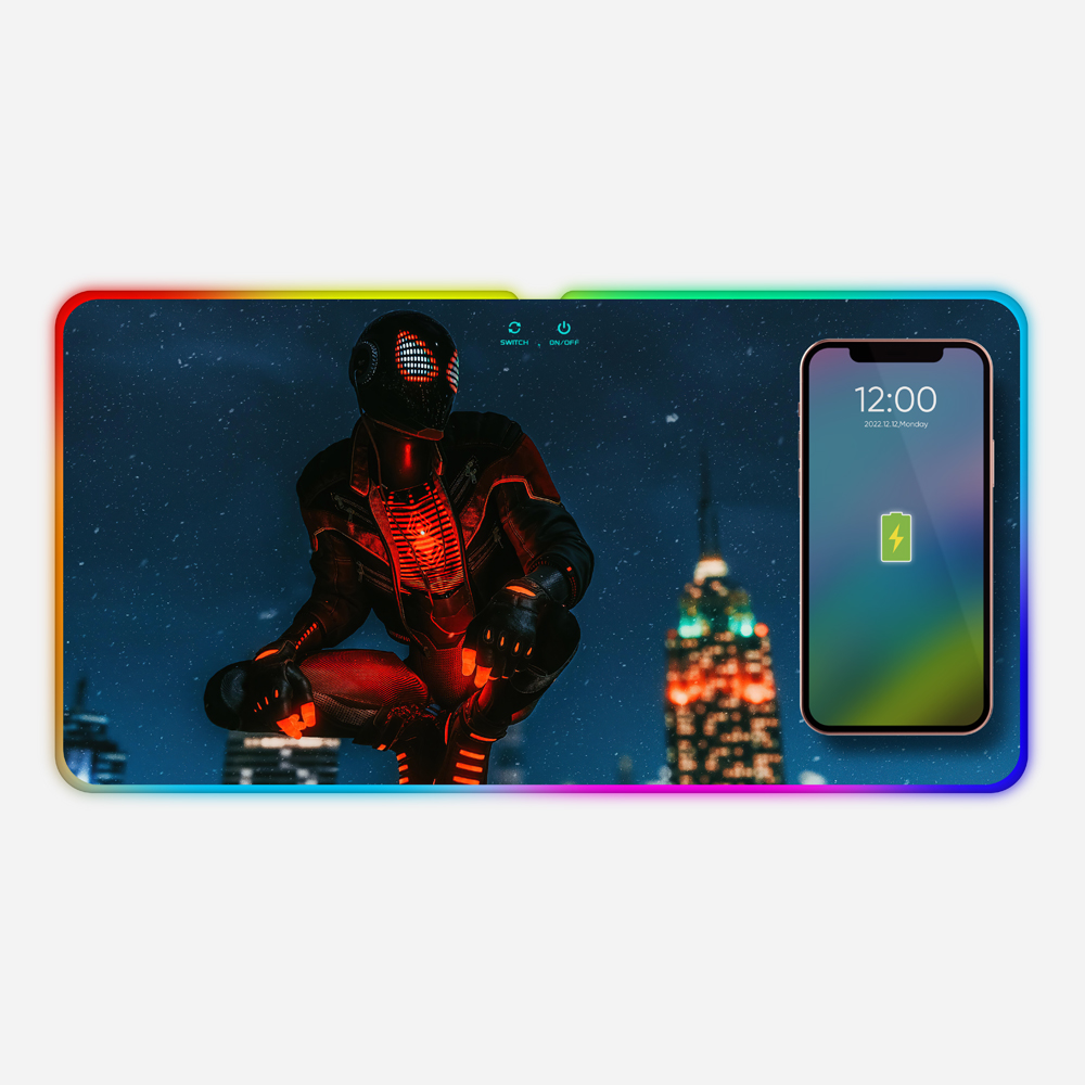 Компьютерный коврик для мыши со светодиодной подсветкой Rgb и Usb-зарядкой, большой коврик для мыши с логотипом, Настольный коврик, беспроводной игровой коврик для мыши